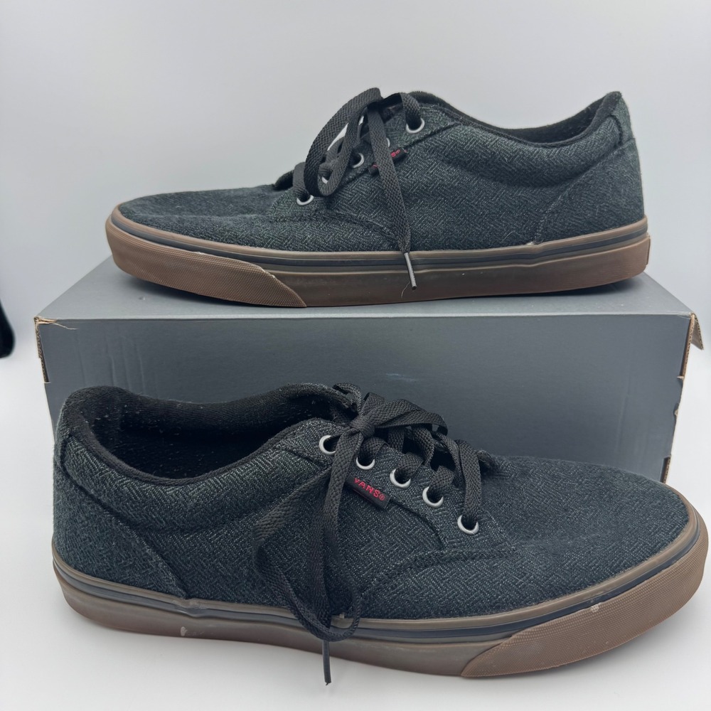 Vans Atwood Low Charcoal Grey Herringbone Gum Sole Mens 10.5 Skate Shoes 721356